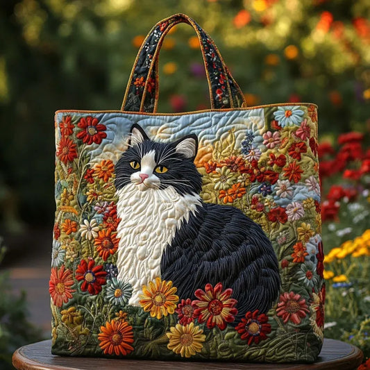 Borsa Artigianale - Gatto e fiori