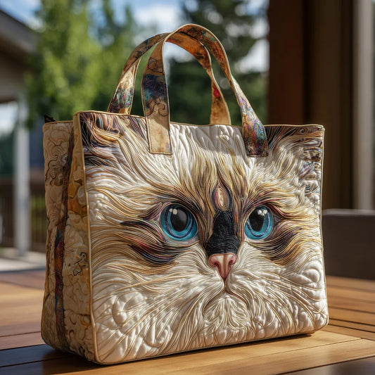 Borsa Artigianale - Gatto Bianco con Occhi Azzurri