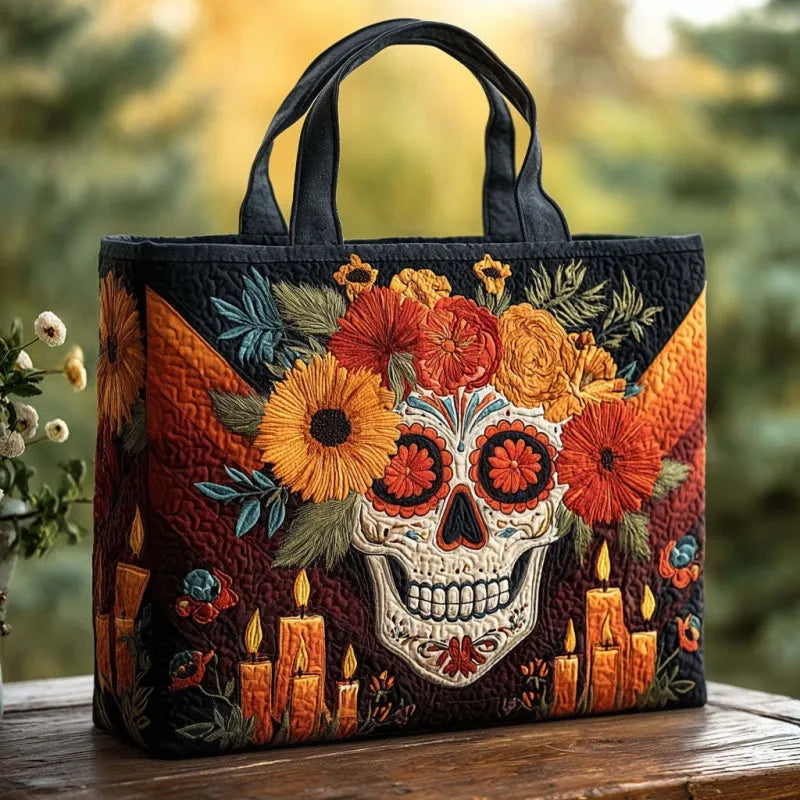 Borsa Artigianale - Teschio fiorito