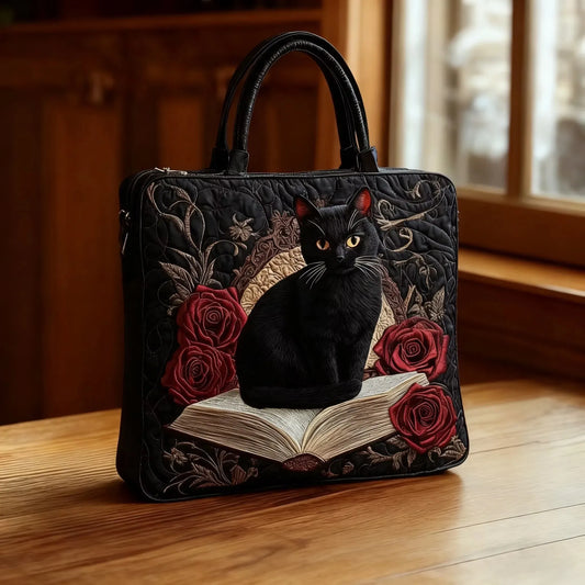 Borsa Artigianale Imbottita - Gatto Nero sui Libri